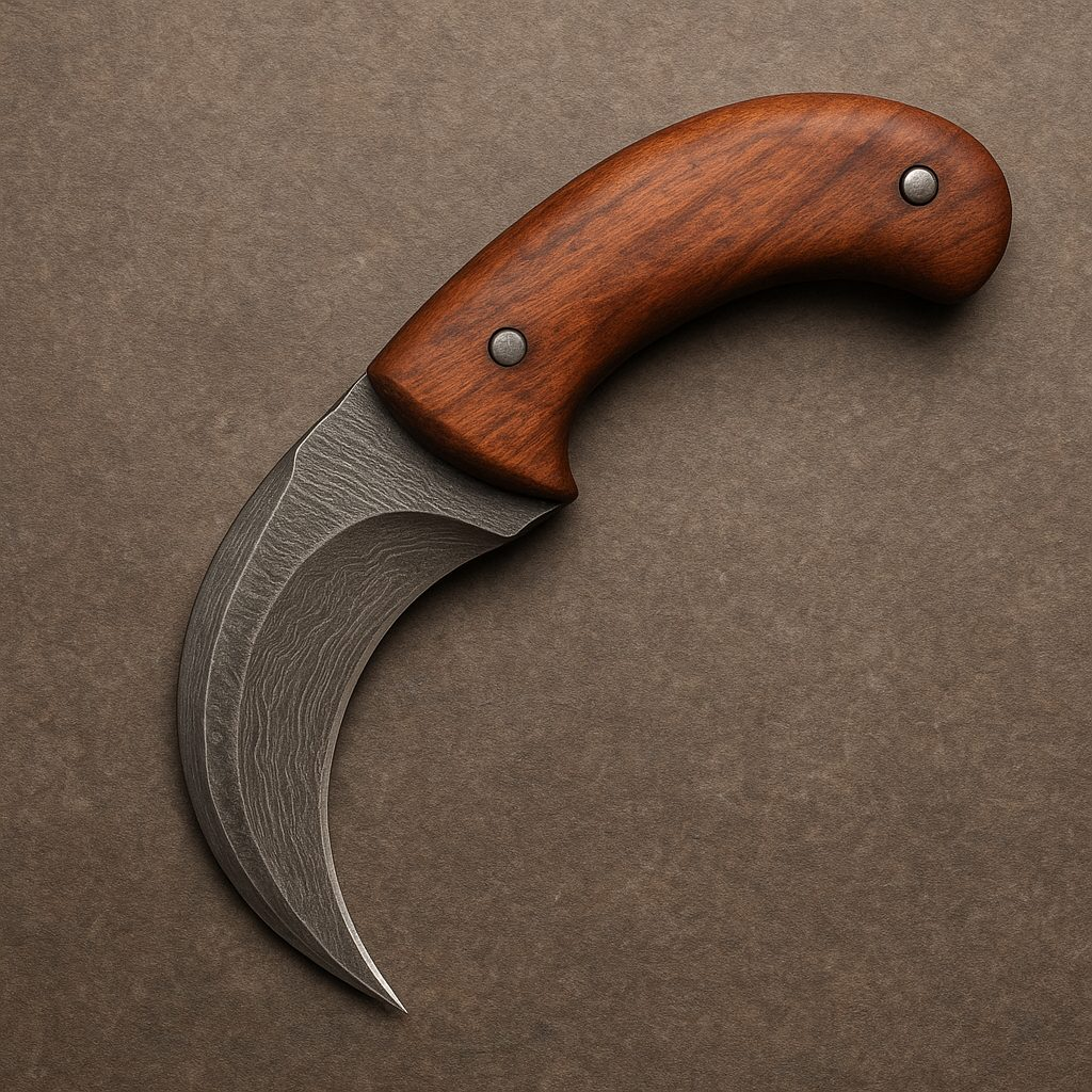 An image of a curved knife. What is a curved kitchen knife?